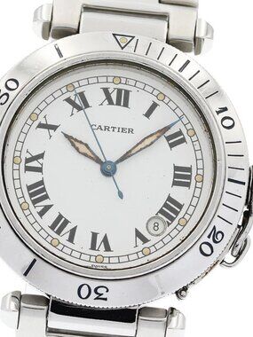 CARTIER Pasha 38mm Early Model W31005H3 date white Dial Automatic Men's _939721